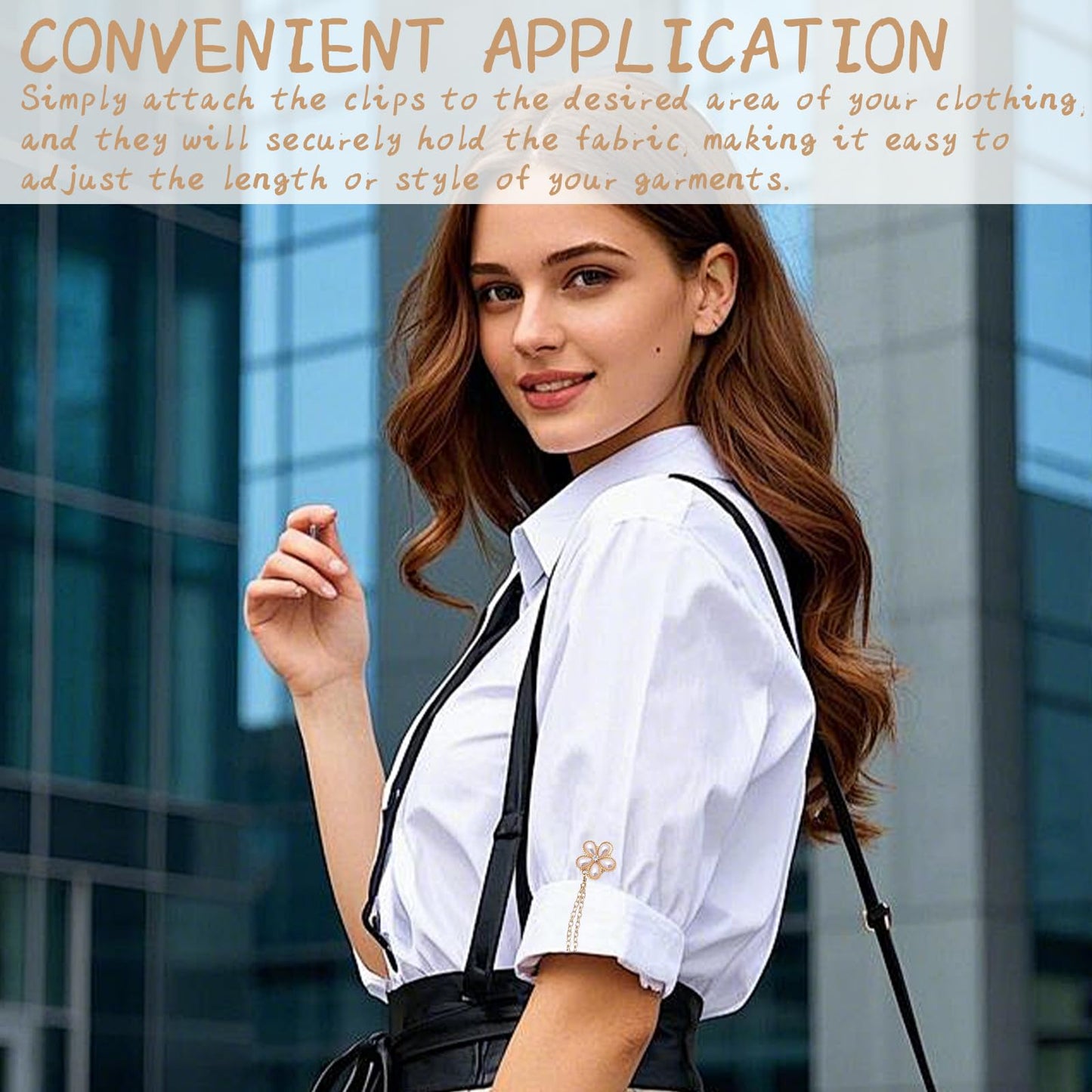 4 Pack Clothing Clips Strong Hem Holder No Sew Dress Sleeve Shortener Decorative Clip for Women