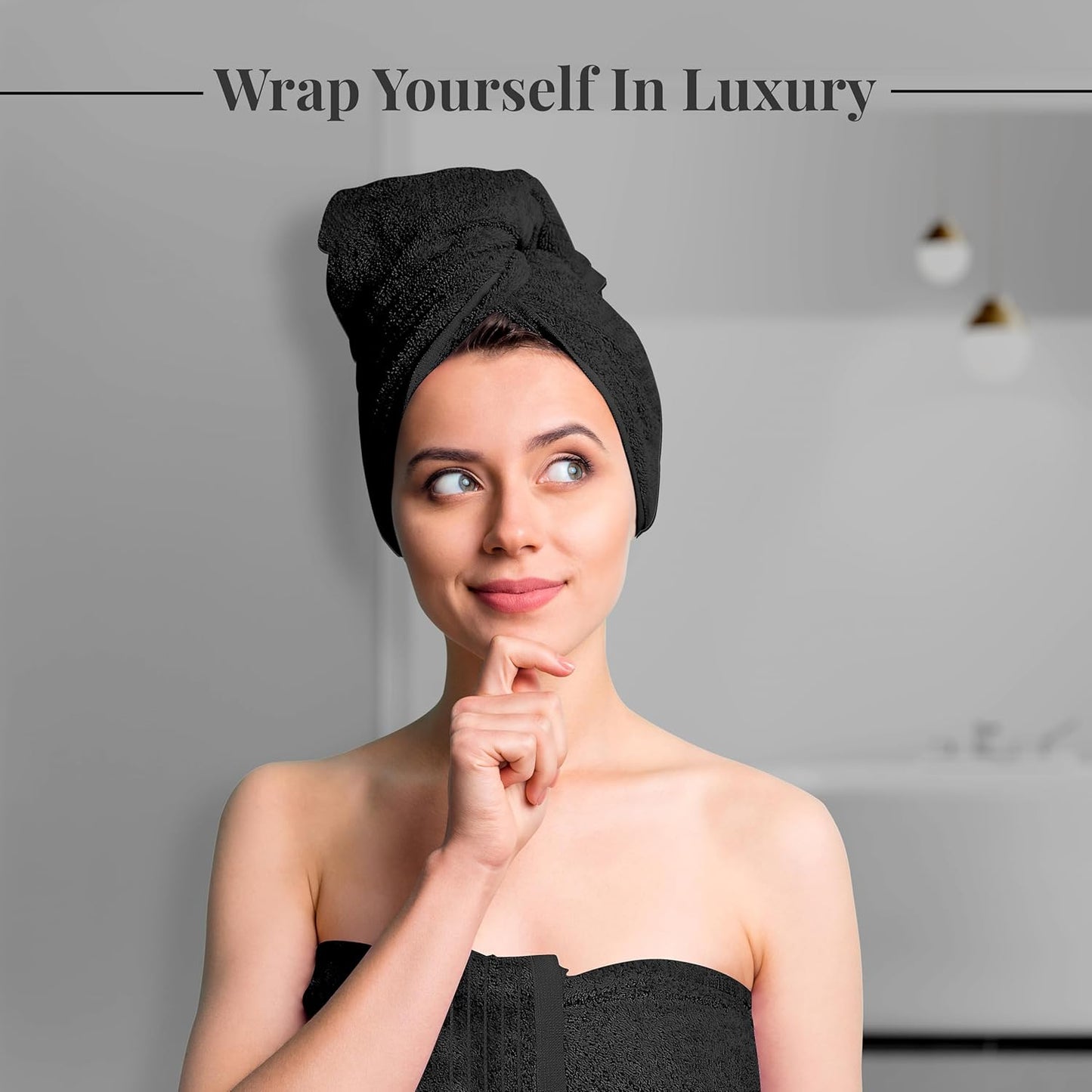 Extra Large Bath Towels - Pack of 4 | 100% Cotton, Soft & Absorbent, 30 x 60 Inches - Black
