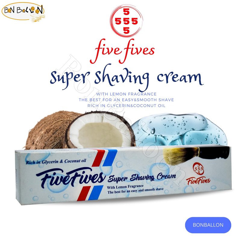 Five Fives Lather Shave Cream Cool Shaving Cream 55555 Each Tube 50 gm Glycerin Coconut Oil For A Smoother And Closer Shave 55555 Made In Egypt (5.29 oz / 150 gm Total 3 Pack)