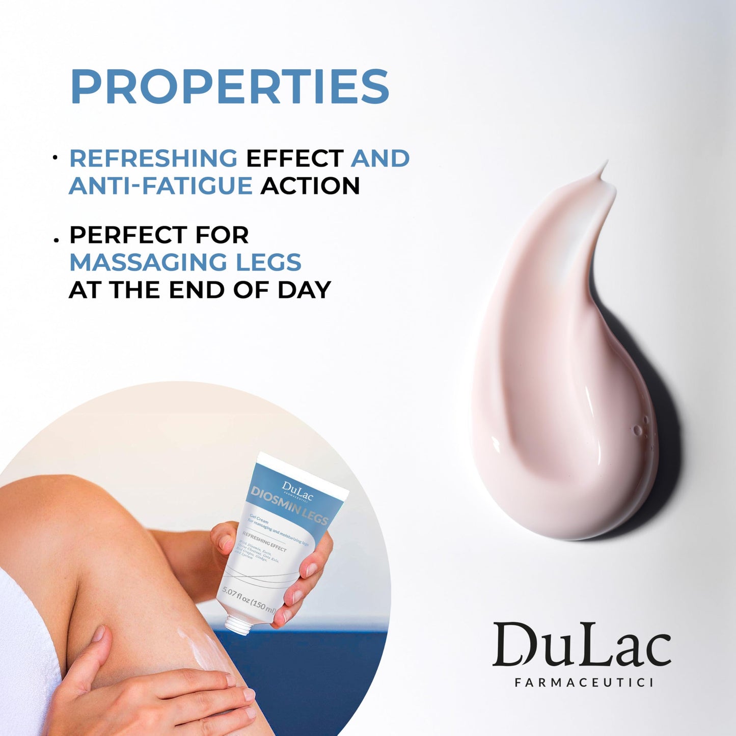Dulàc - Diosmin Legs - Varicose Veins Treatment for Legs, Gel Cream for Circulation and Spider Veins, Cooling Effect Diosmin and Horse Chestnut Cream for Leg Swelling Relief