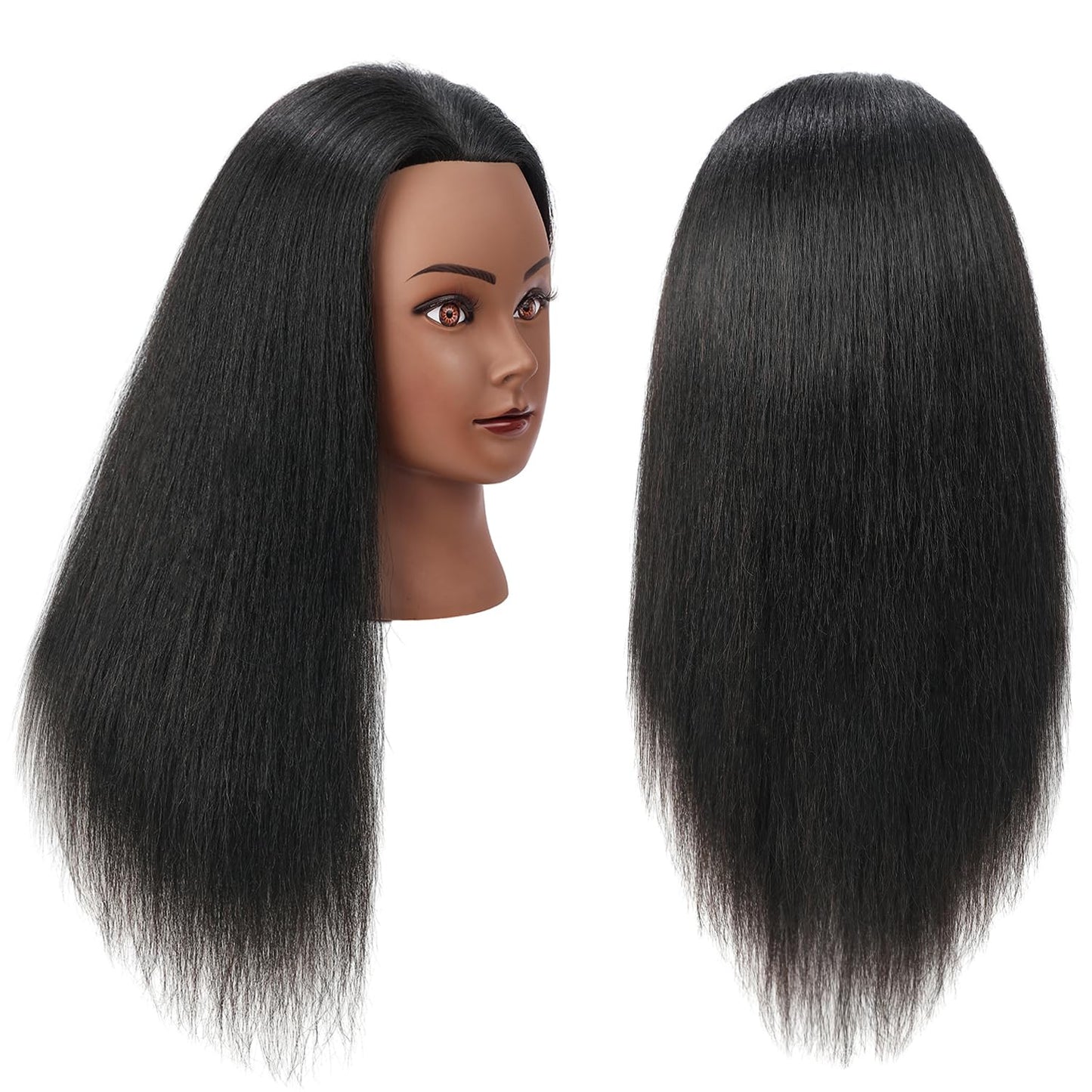 Real Hair Mannequin Head - 16" Cosmetology Training Doll for Hair Styling & Braiding | Black