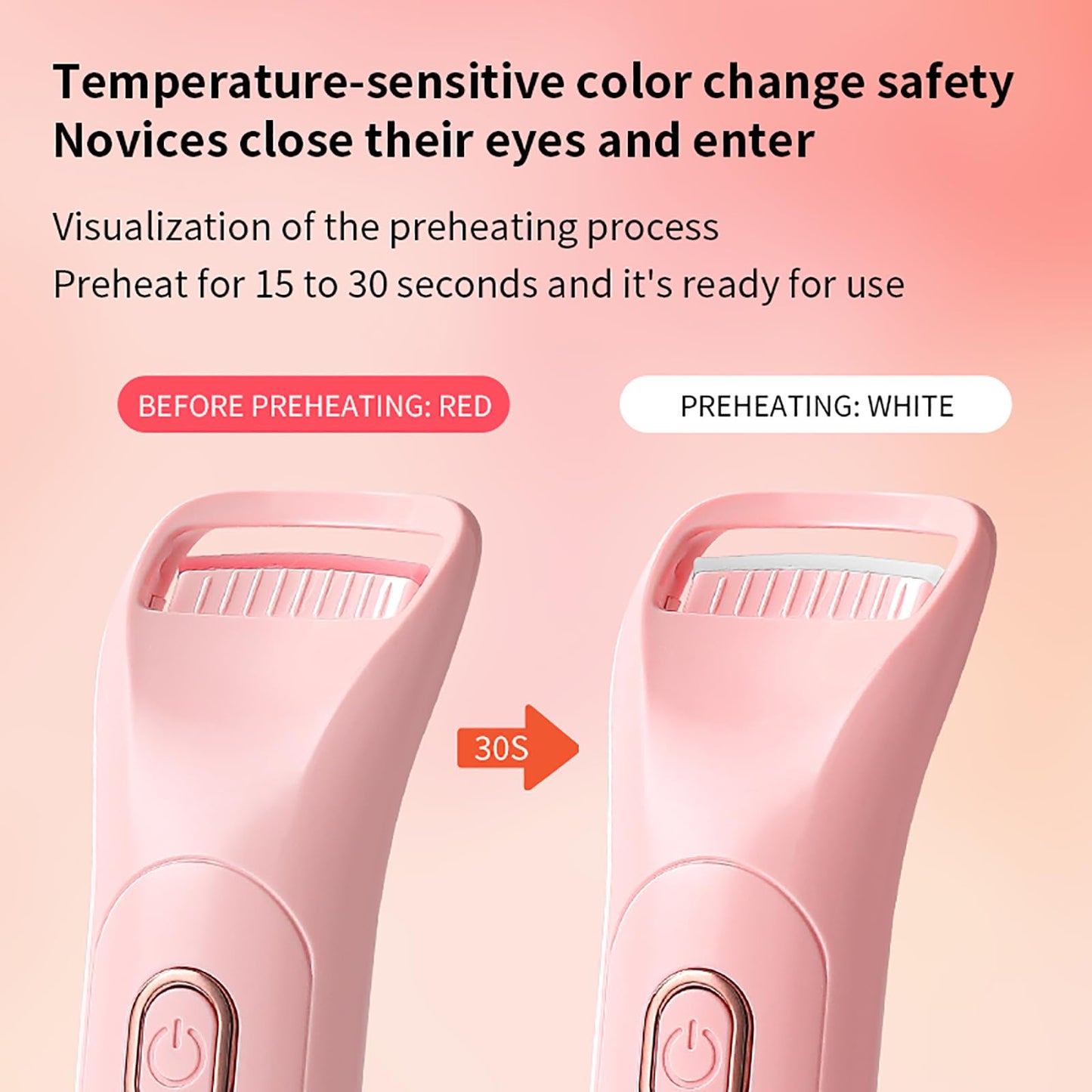 Heated Eyelash Curlers, Rechargeable Electric Eyelash Curler with Dual-Arc Design & 3 Adjustable Temperature - Safe Gentle Heated Lash Curler for Natural Curl Perfect Fit for Women(Pink B)