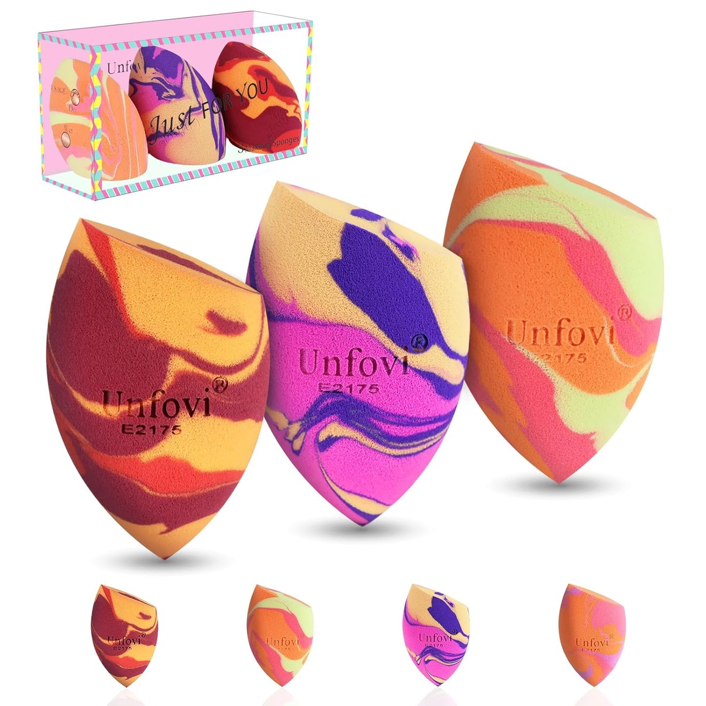 Makeup Sponges Set - 7-Pack Latex-Free Reusable Blenders for Foundation & Concealer | Soft Multi-Color Beauty Tools
