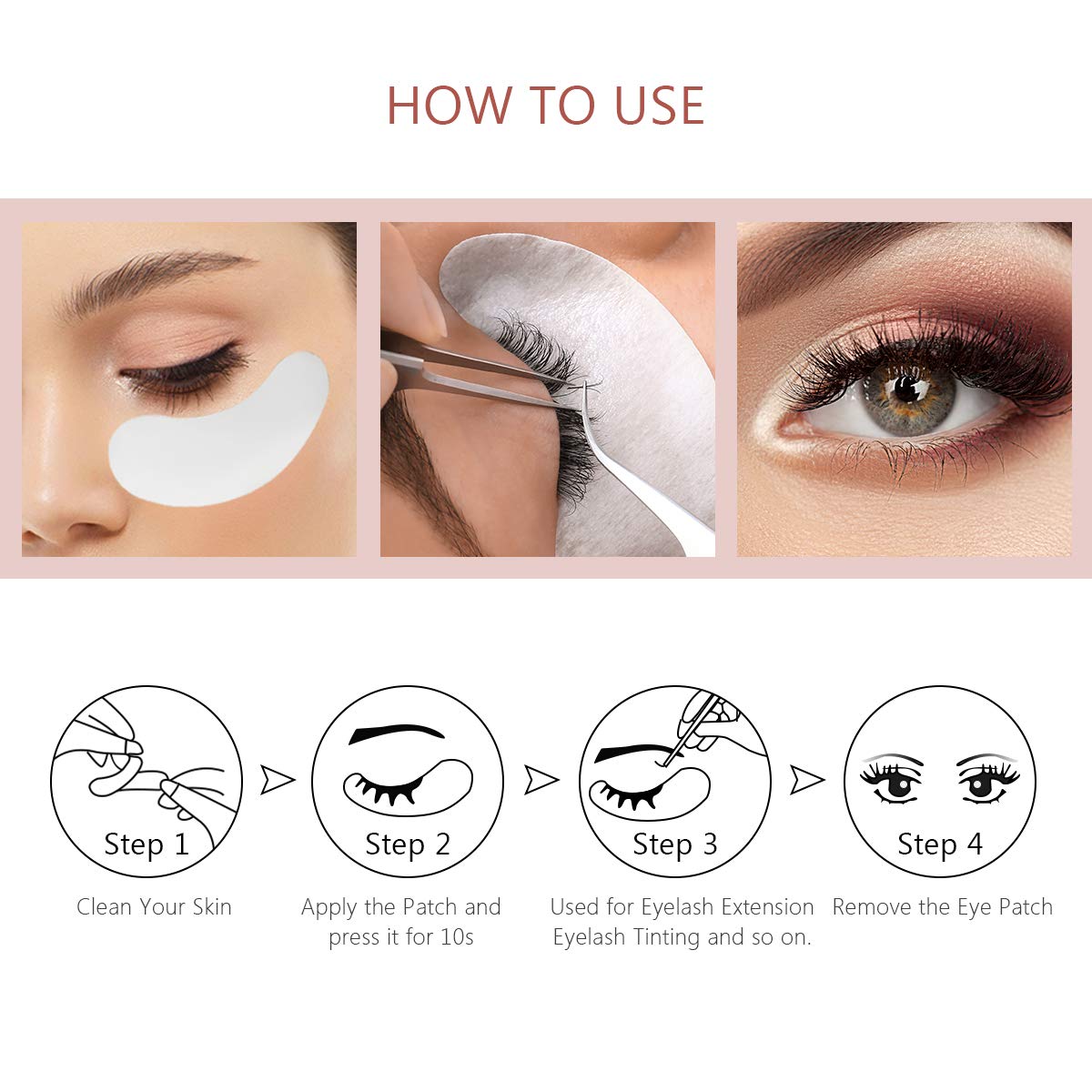 Eyelash Extension Eye Pads - Lint-Free Hydrogel Gel Pads | 100 Pairs for DIY Lash Extensions