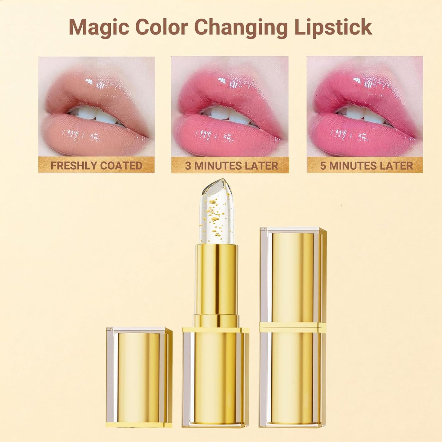 Color Changing Lipstick for Mature Women - pH Adjusting, Transfer-Proof, Long-Lasting Moisturizing Lip Glow | Gold