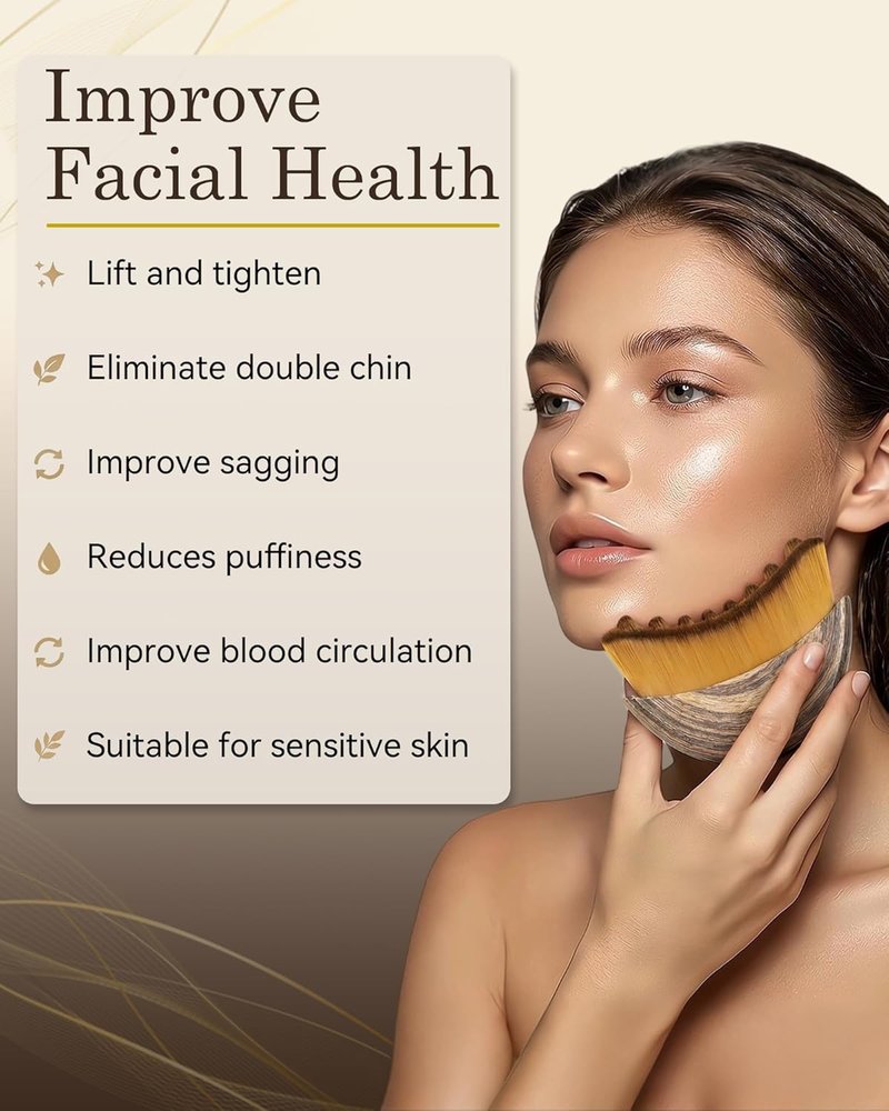 Lymphatic Drainage Face Brush Set - Super Soft Bristles for Puffiness Reduction | Ergonomic Design (Beige)