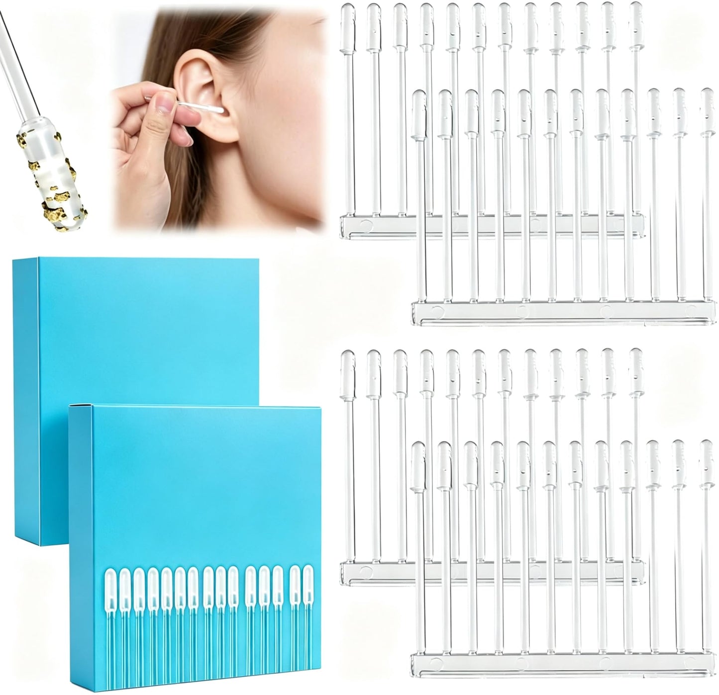 48PCS Sticky Ear Cleaning Stick, 2026 New Earwax Removal Adhesive Swabs, Washable Design, Sticky Ear Cleaner, Portable Earwax Removal Tools for All Ages