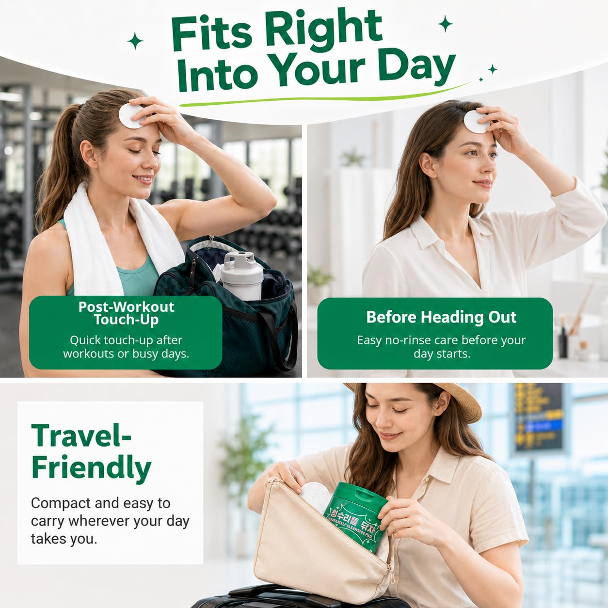 Madeca Hair Cleansing Pads - No-Rinse Hairline Refresh for Post-Workout & Travel | 30 Count