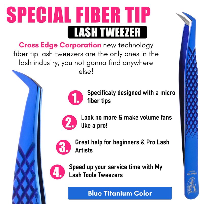 My Lash Tools Fiber Tip Lash Tweezers for Eyelash Extensions Professional Lash Tech Supplies Must Haves Volume Boot Eyelash Tweezers 12cm Stainless Steel Mink Fan Lashing Tweezer (Blush Pink Set)