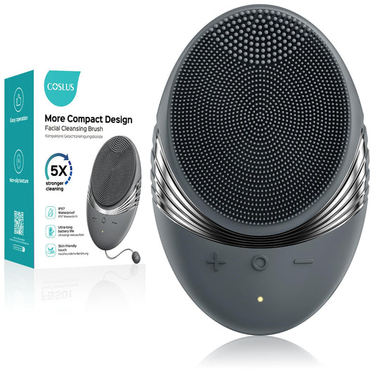 COSLUS FBS01 Facial Cleansing Brush Face Scrubber: Portable Silicone Waterproof Rechargeable Face Wash Brush, 5 Cleansing Modes, Electric Deep Cleaning for Men & Women, Removing Blackhead Exfoliating