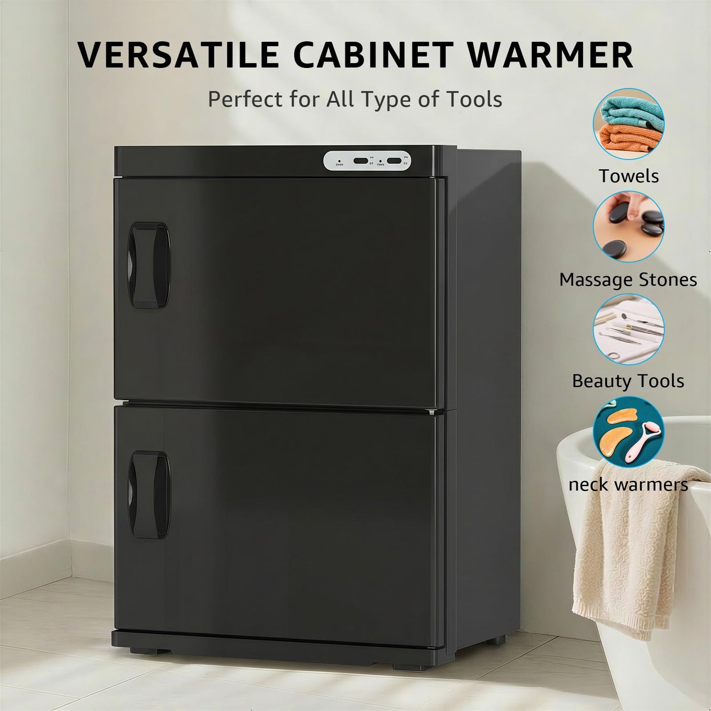 TABU 46L Hot Towel Warmer, Extra Large Towel Heater Cabinet, Black
