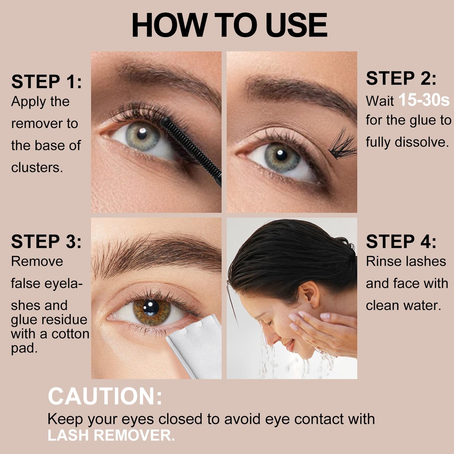 Miuffue Eyelash Glue Remover 5ML Cluster Lash Remover for Individual False Lashes, Bond and Wispys, Gentle Non-irritating Mascara Wand