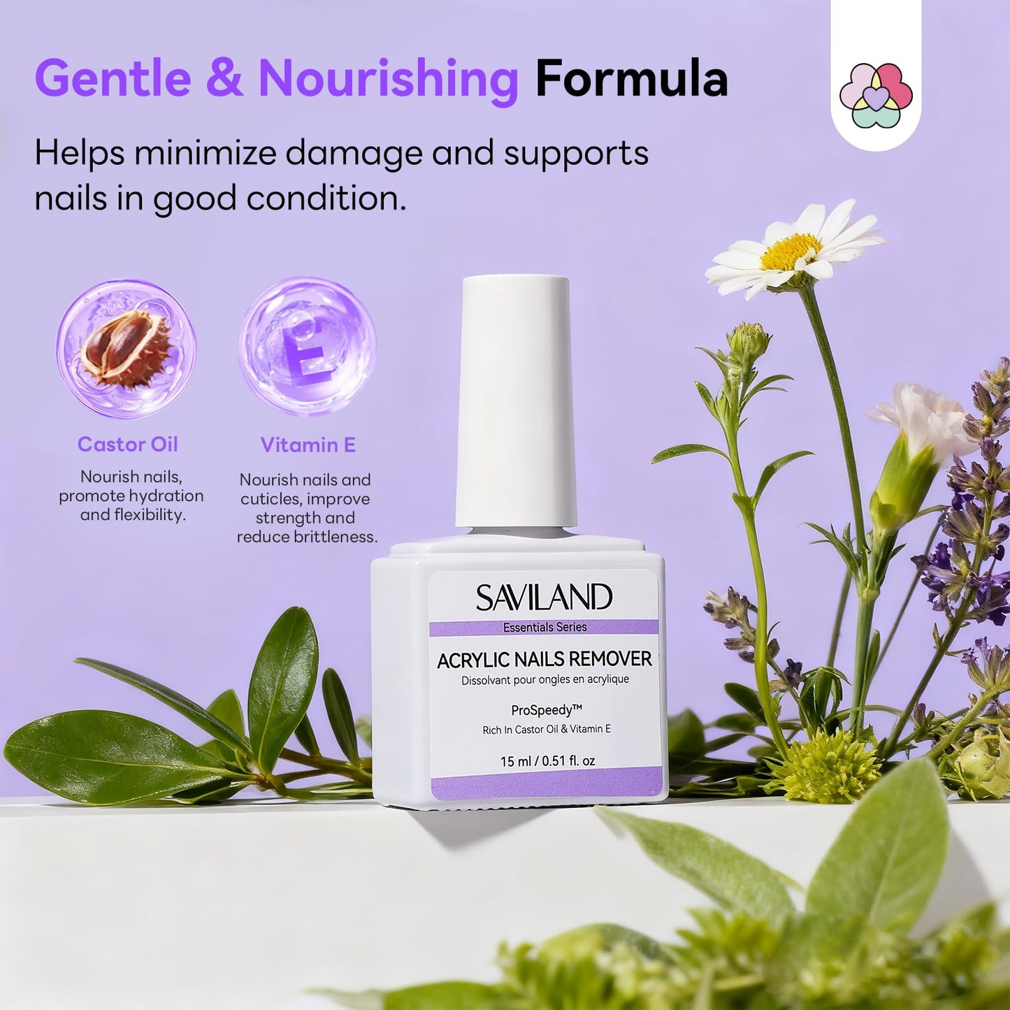 SAVILAND Acrylic Nail Remover Kit: 2 Pcs Powerful & Efficient Acrylic Remover with Cuticle Oil Nail File Tools Professional Acrylic Remover Set No Need Soaking Or Wrapping for Home Use