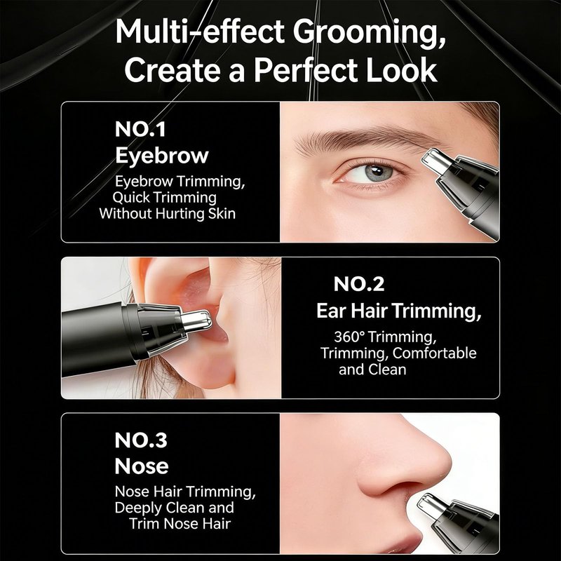 Mr Bold Nose Hair Trimmer, 360° Blade System, Painless and No-Pull Hair Trimmer for Men, Dual Edge Blades for Easy Cleansing