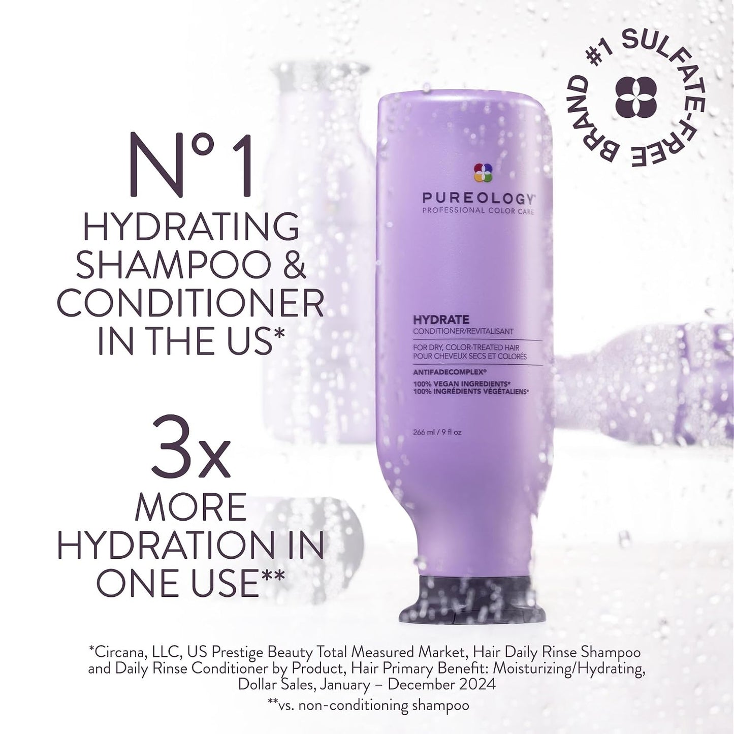 Pureology Hydrate Conditioner - Nourishing Formula for Dry & Color-Treated Hair | Restores Moisture & Hydration