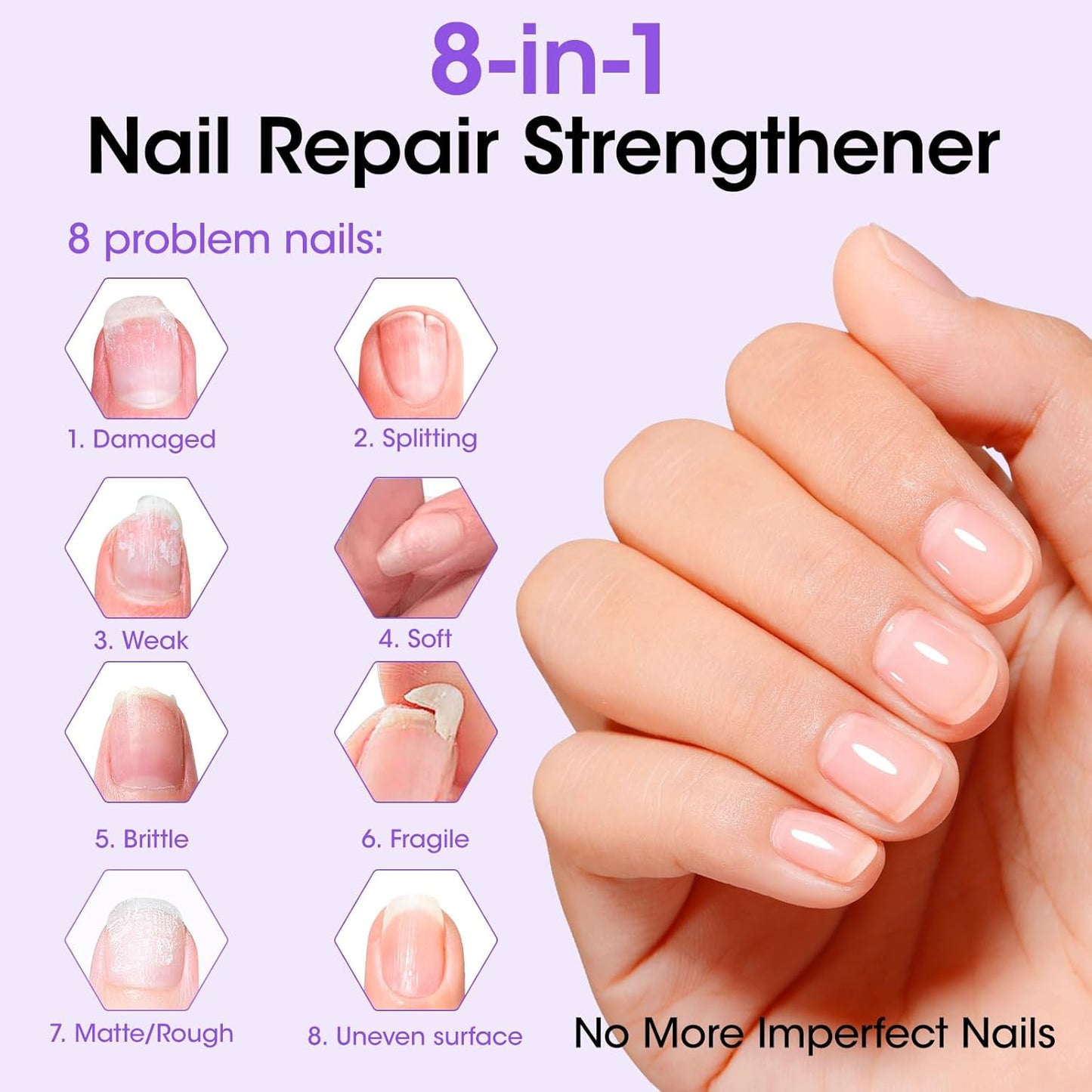 GELLEN Nail Strengthener - 8-in-1 Protein Serum for Weak, Brittle Nails | Lavender Scented Ridge Filler
