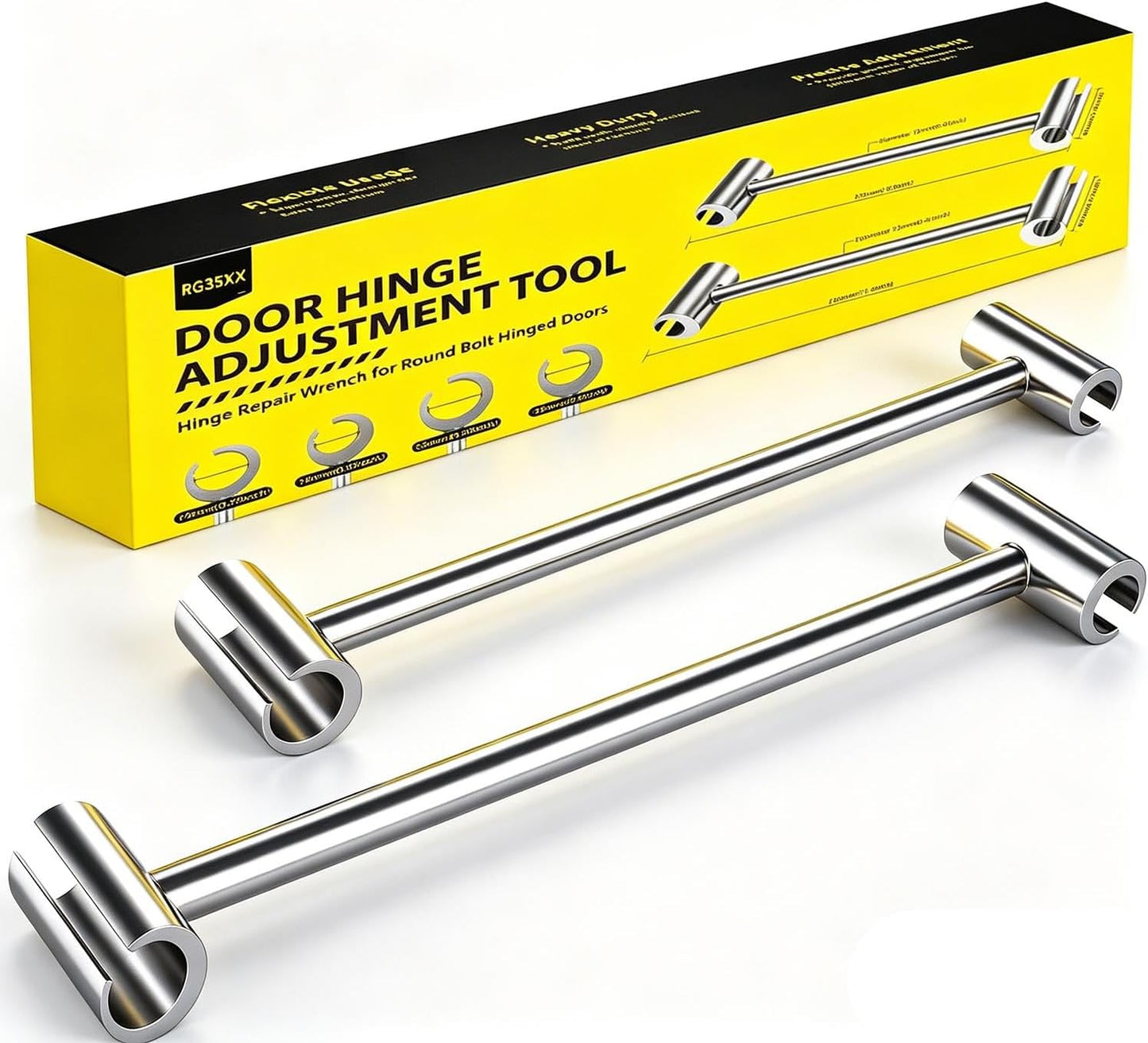 Door Hinge Adjustment Tool - Hinge Gap Adjusting Wrench for Flag Hinges | 2-Sizes Pack for Residential & Commercial Use