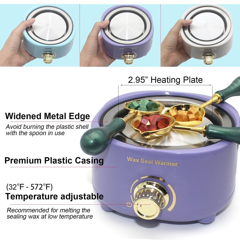 Andotopee Electric Wax Seal Warmer and Spoon Kit with 80ml Spoon, Non-Stick Sealing Wax Spoon, Tinfoil for Fast Melting Beads and Sticks - Sealing Melting Furnace Set for Stamp Seals Craft, White