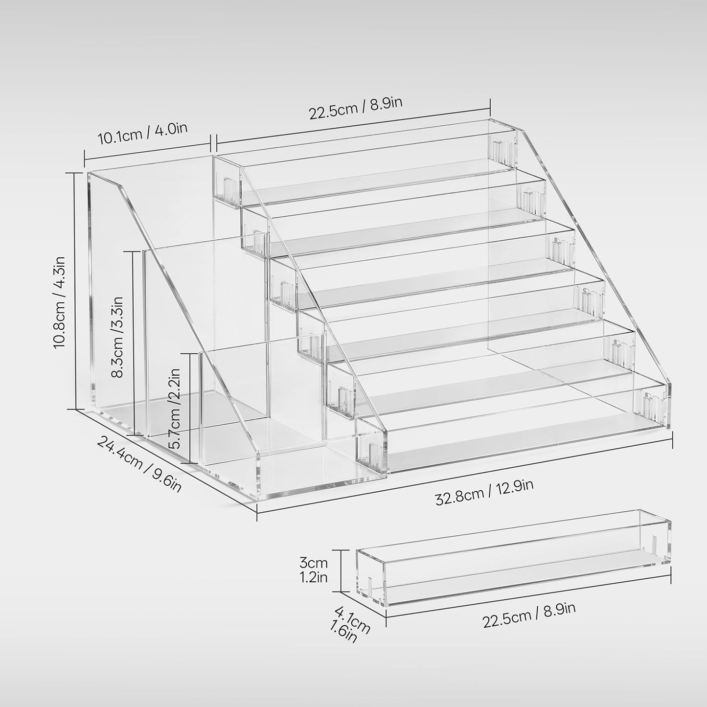 6 Tier Nail Polish Organizer - Clear Acrylic Display Stand for Gel Polish | Quick Assembly, Space-Saving Design