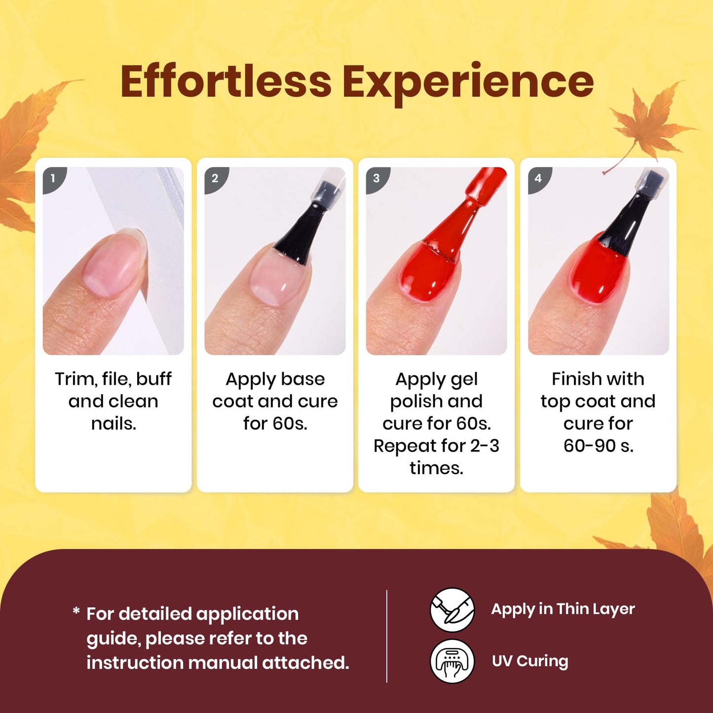Beetles Orange Gel Polish Set – 6 Colors Red Green Purple Yellow Gel Polish Kit, Soak Off UV LED Gel Nail Polish for Manicure Nail Art Gift Women