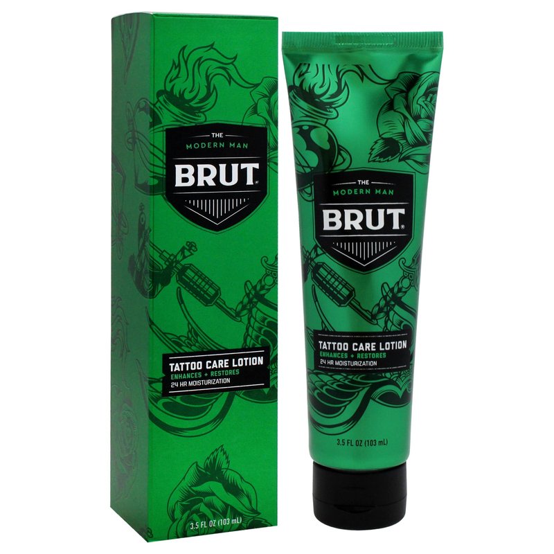 Brut Tattoo Care Lotion 24 Hour Moisturization - Lotion for Tattoos - Enhances Color Vibrancy - Tattoo Lotion Aftercare - Absorbs Quickly - 3.5 oz