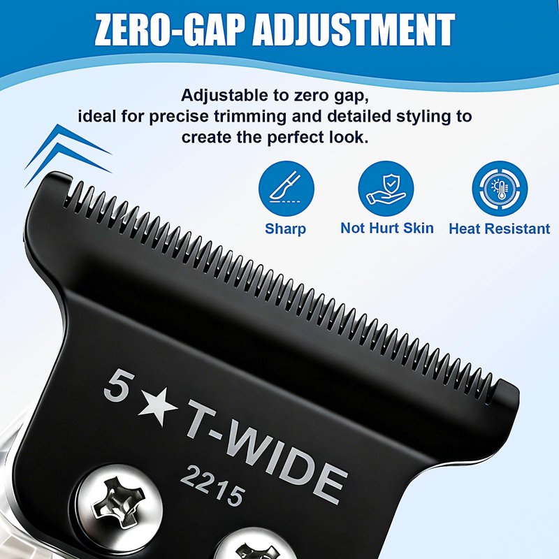 2215 Adjustable Zero-Gap T Blade Replacement for Wahl 5 Star Detailer Li Trimmer Models 8081/8171 (Black-3)