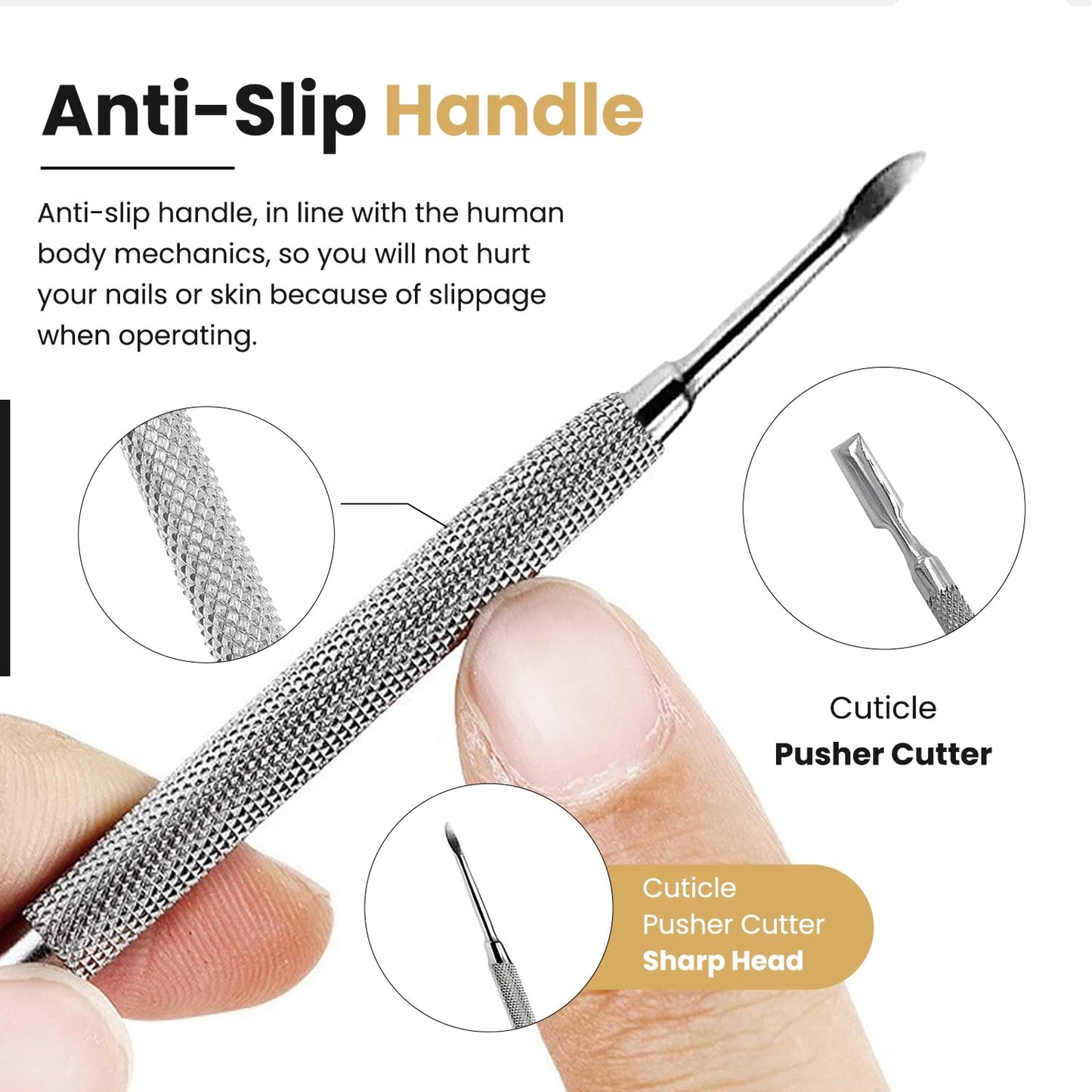 Professional Nail Cuticle Pusher Tool - Dual-Sided Stainless Steel Cuticle Remover & Trimmer | 2-Pack Set