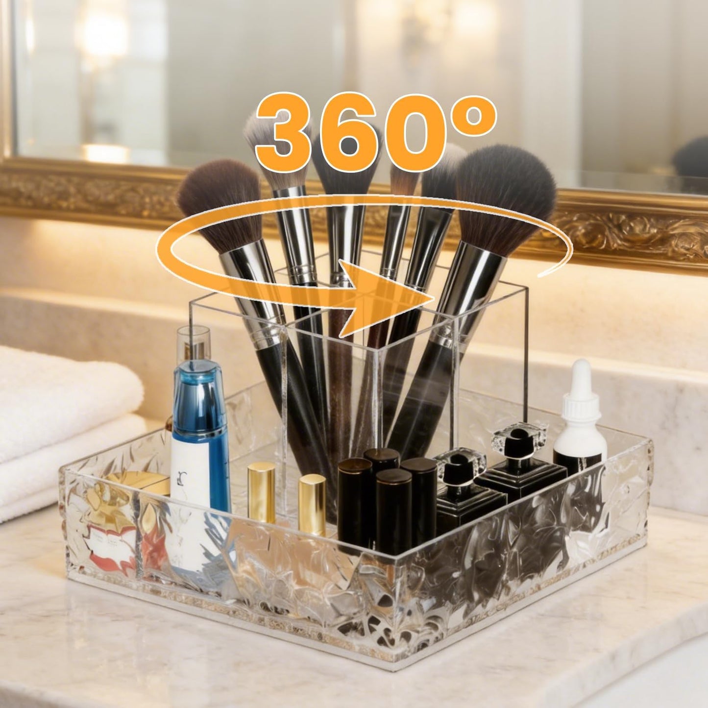 360° Rotating Makeup Organizer - Lazy Susan Vanity & Countertop Storage for Skincare, Perfume, Lipstick | Perfect for Dresser & Cabinet