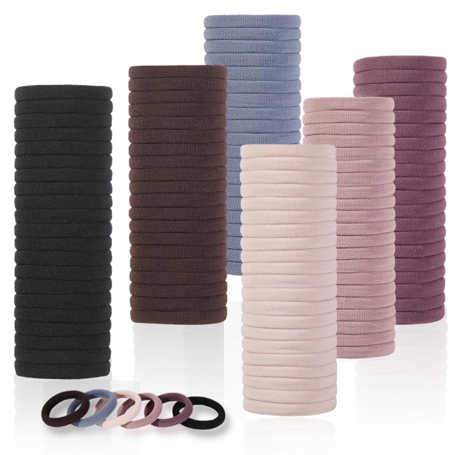 LuSeren 120PCS Soft Hair Ties - Ouchless Nylon Ponytail Holders | Seamless Fabric, Natural Colors