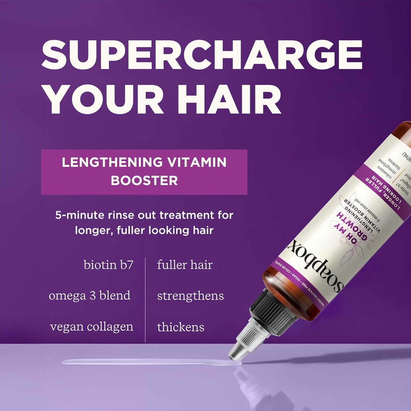 Lengthening Vitamin Booster Hair Treatment - Thicker, Fuller, Stronger Hair with Biotin & Vegan Collagen | 5oz