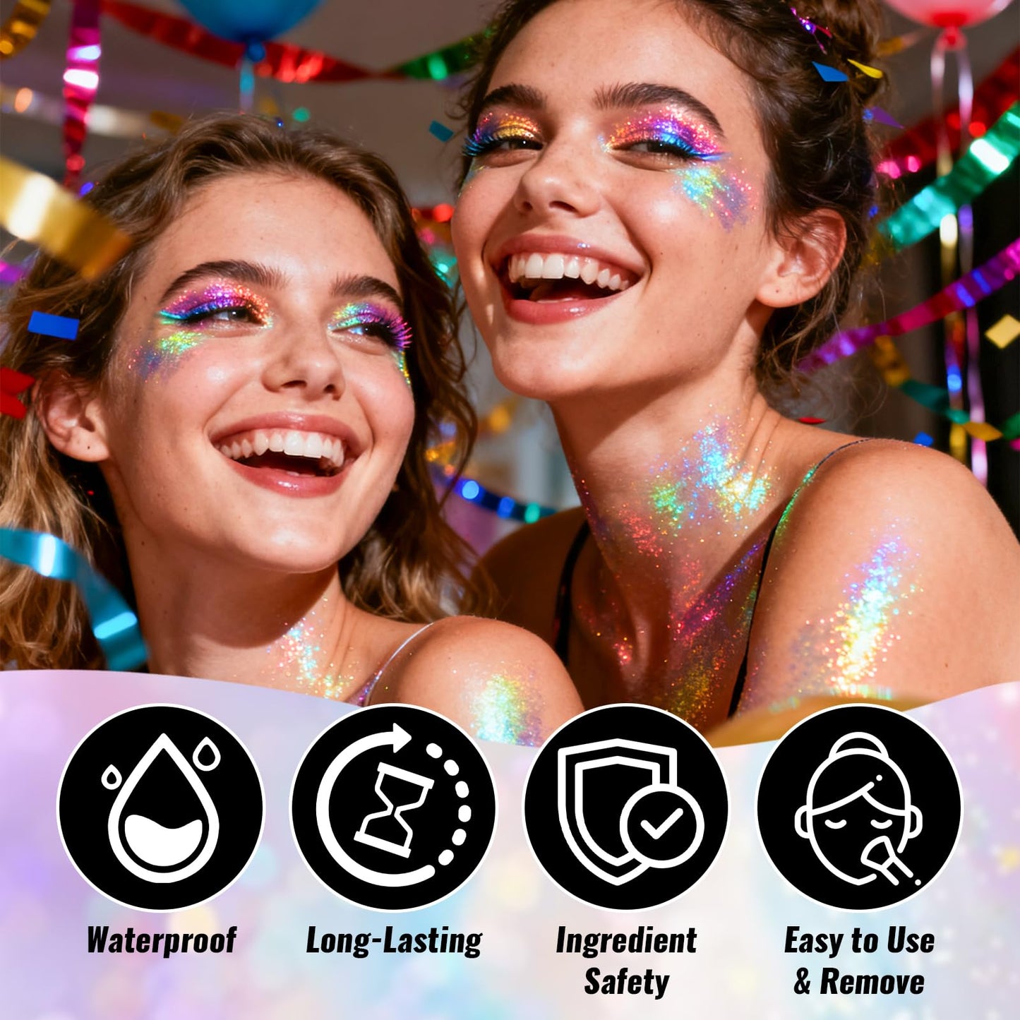 CAHOTO Flag Face Body & Hair Glitter Stick for Independence Day, 4th of July Red White Blue Glitter Gel for Women, Patriotic Pride USA Flag Sparkling Sequins for Memorial Day Festival Party, 0.56oz