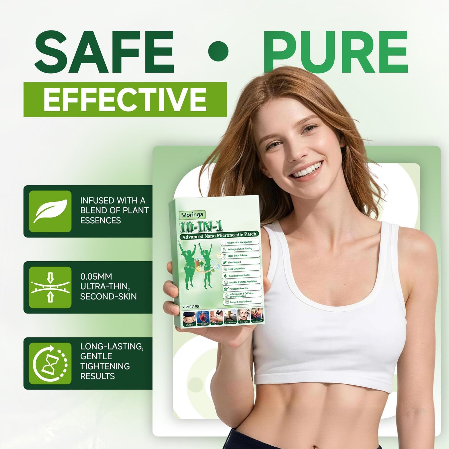28 PIECES (4 * 7 Pack) Moringa Nano Micro Patch | 10‑in‑1 Herbal Skin Patches | Gentle, Non - Irritating for Men & Women
