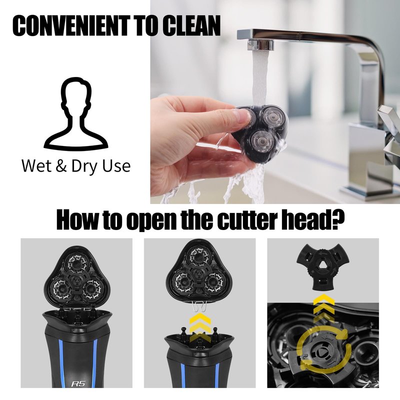 Universal Rotary Replacement Shaver Head,Compatible with Remington Shaver Series,for R3,R4,R5,R6,R7,R8,SP-3141 and SP-5161 Foils/Blades (Black(1 Count))