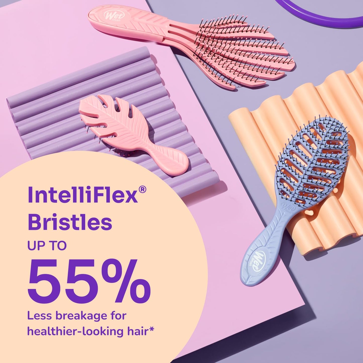 Wet Brush Go Green Curl Detangler Hair Brush - Pale Pink IntelliFlex Bristles for Easy Tangle Removal | Ideal for Curly Hair