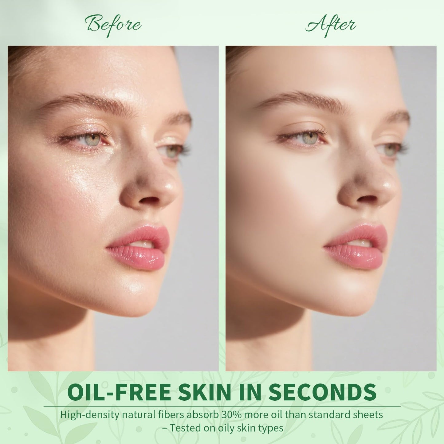 DUcare Oil Blotting Sheets 15M, 3 Roll Green Tea Refillable Oil Absorbing Paper for Oily Skin, On-the-Go Face Blotting Papers for Shine Control, Natural Skin-Friendly Blotting Sheets