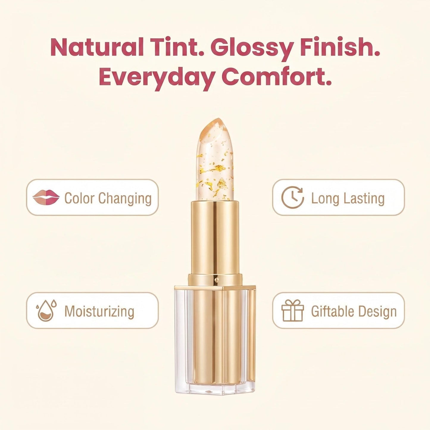 Color Changing Lipstick, pH Lipstick Color Changing Long Lasting, Transferproof Tinted Lip Balm, Gift For Women, Mother's Day & Birthday Gift (Pink-1 Count)