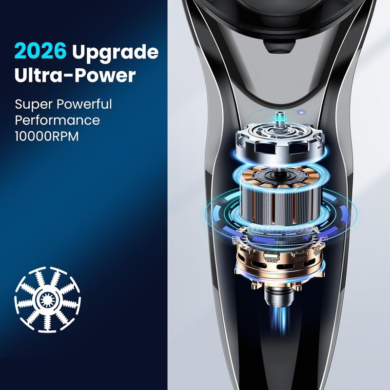 Electric Razor for Men - Cordless IPX7 Waterproof Shaver for Sensitive Skin | Wet/Dry Shaving, Travel-Friendly