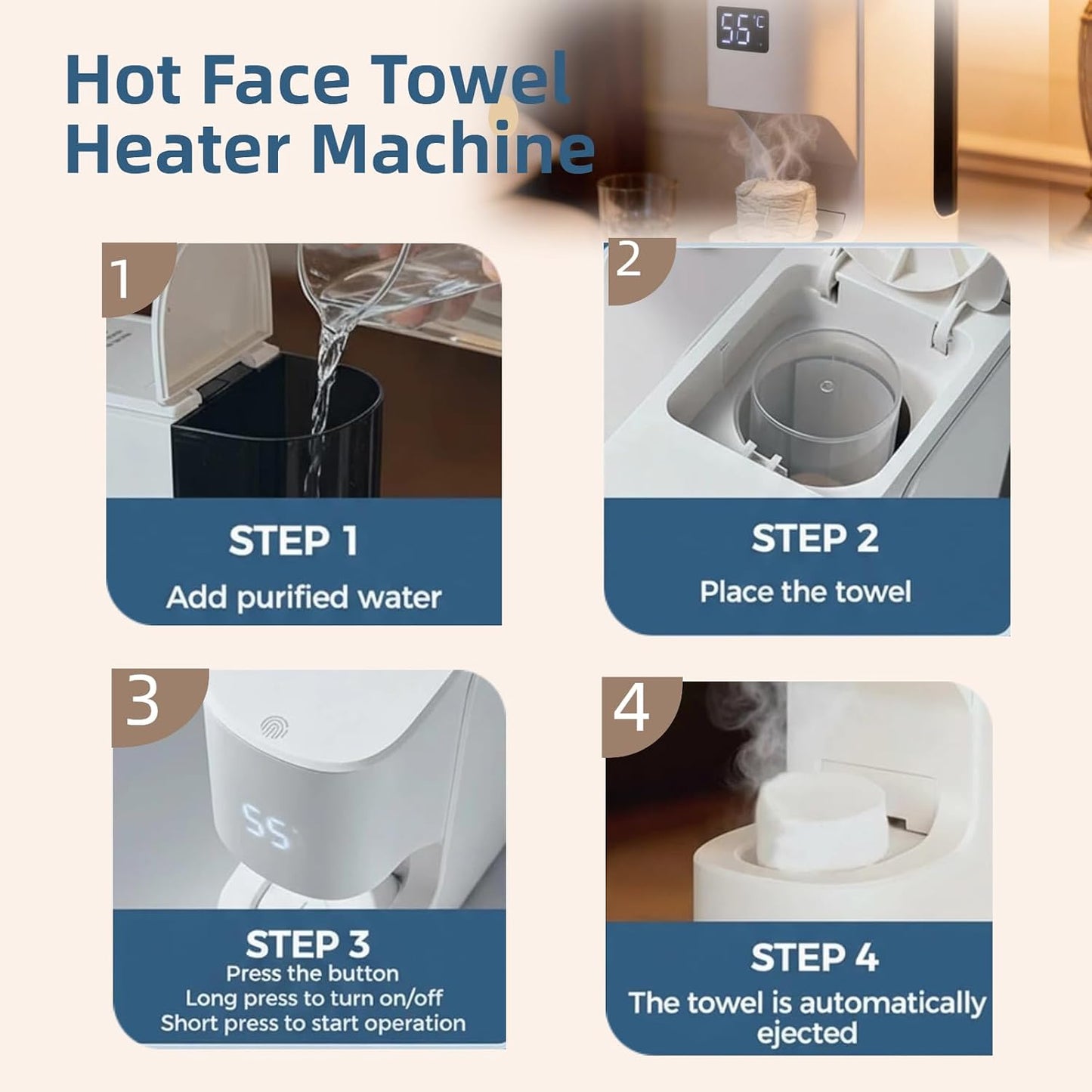 Automatic Towel Warmer Dispenser - 5-Second Rapid Heating Machine | 55°C Constant Temperature for Spa & Home Use