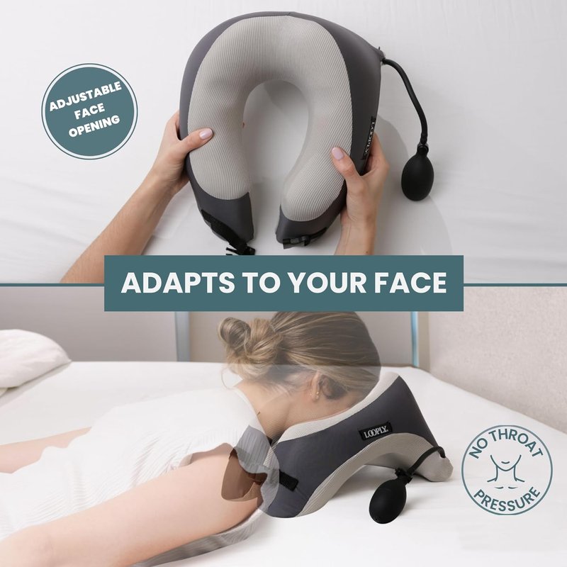 Face Down Pillow for Massage - Adjustable Height Headrest with Breathable Design | Includes 2 Washable Pads