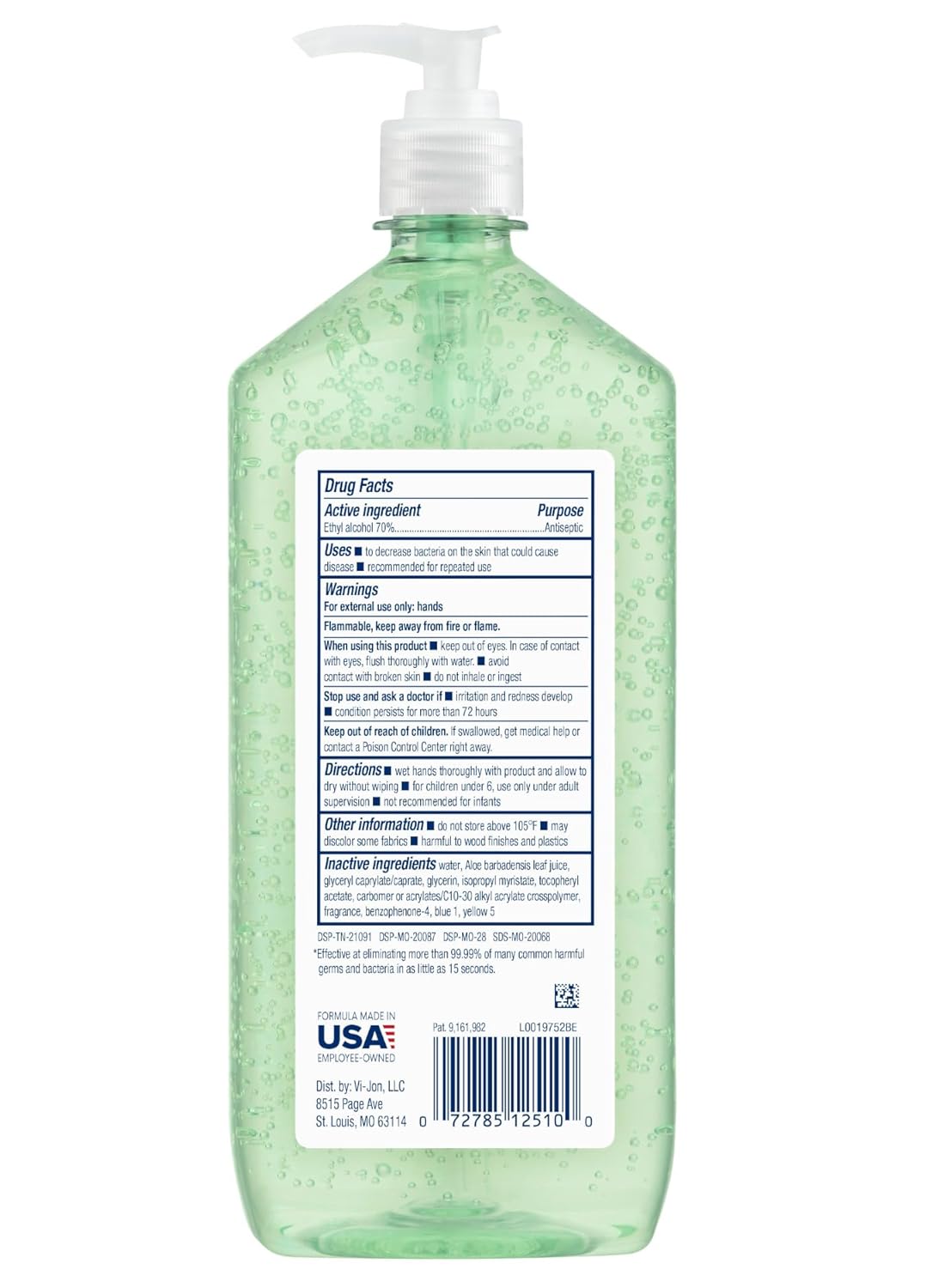 Germ-X Advanced Hand Sanitizer - Aloe & Vitamin E Moisturizing Gel | 1 Liter Pump Bottle