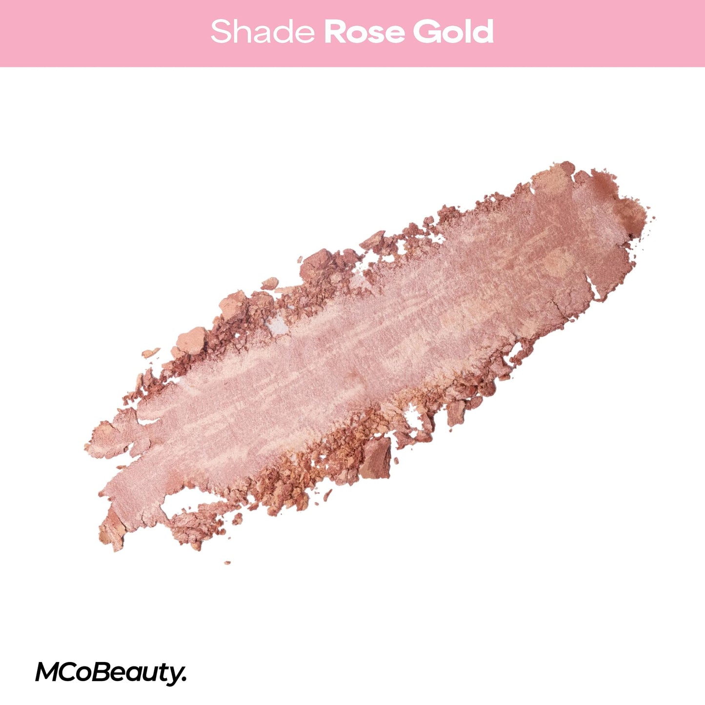 MCoBeauty Baked Blush - Rose Gold - 2-in-1 Luminous Cheek Color & Highlighting Powder - Marbled Buildable Pressed Blush with Jojoba Oil Squalane Hyaluronic Acid - Shimmer Makeup - Vegan & Cruelty Free
