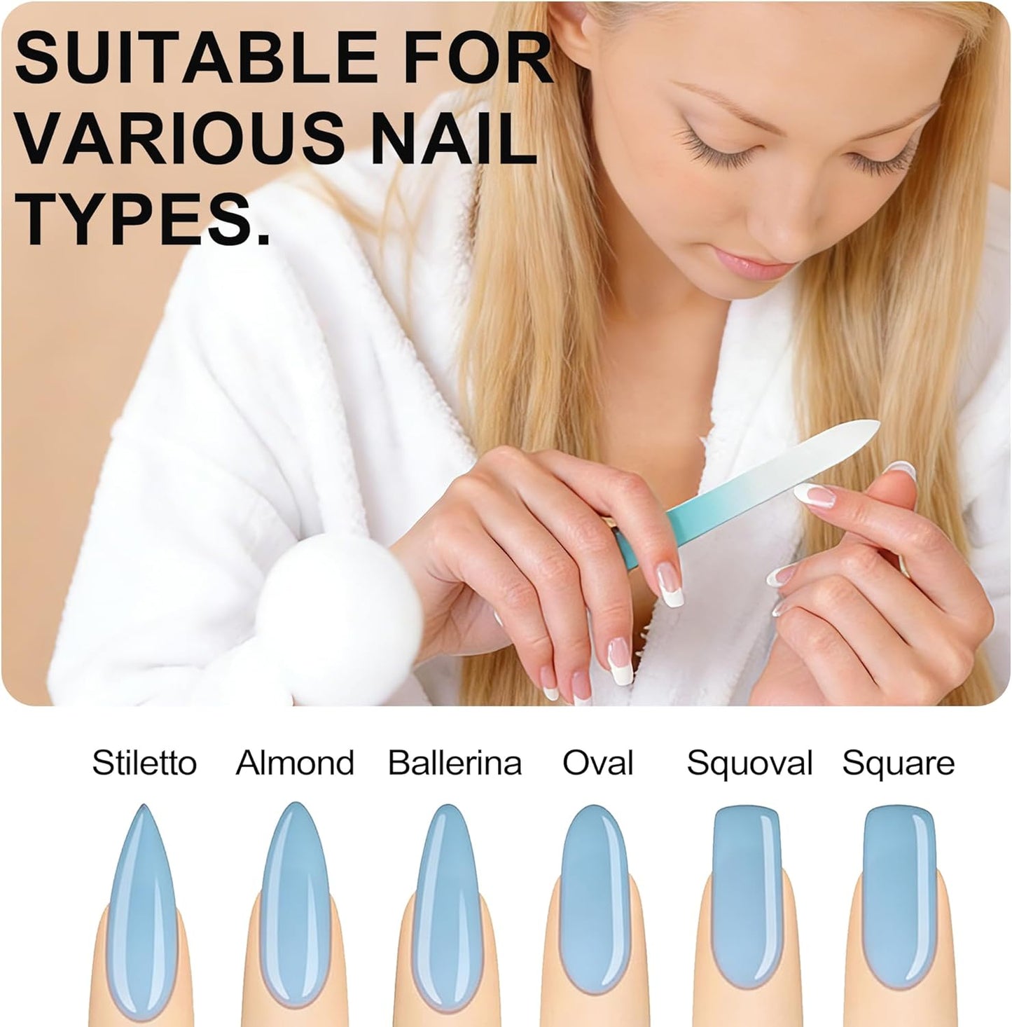 Glass Nail File Set - Double-Sided Crystal Files with Case | 6 Colors for Women & Girls