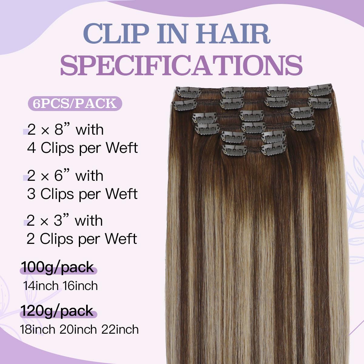 Sindra Clip in Hair Extensions Real Human Hair, 20inch Balayage Clip in Hair Extensions Chocolate Brown to Caramel Blonde 120g 6pcs Silky Full Head (#4/27/4 20in)