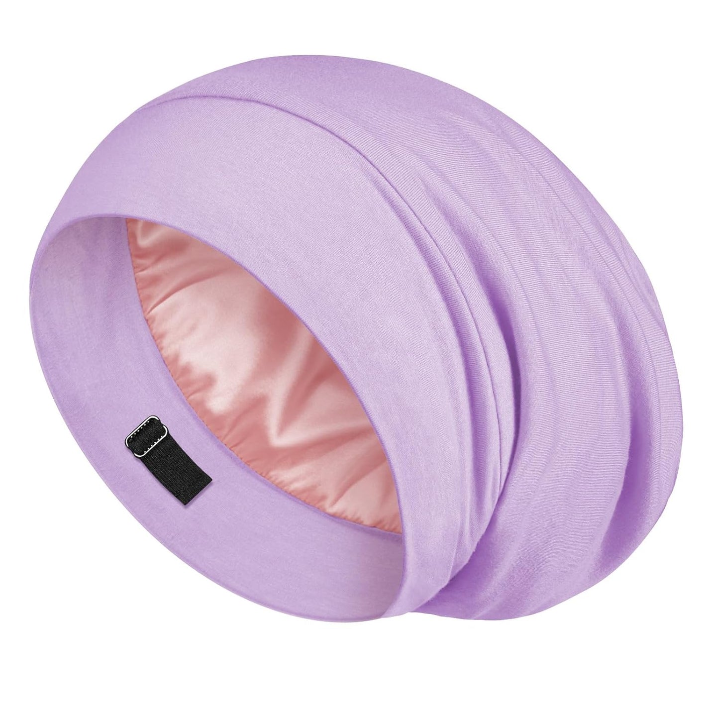 LULUSILK 100% Mulberry Silk Bonnet - Anti-Frizz Sleep Cap for Curly Hair | Black, Single Pack