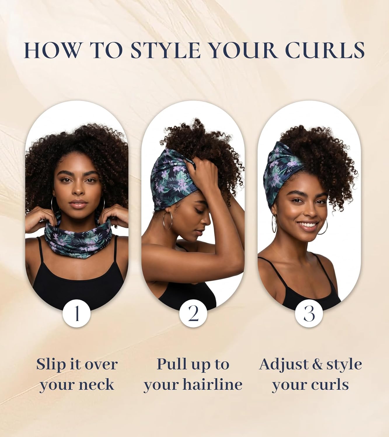 Stretchy Headbands for Women - Soft Breathable Hair Wraps for Sleeping | 6 Pack for Curly & Coily Hair