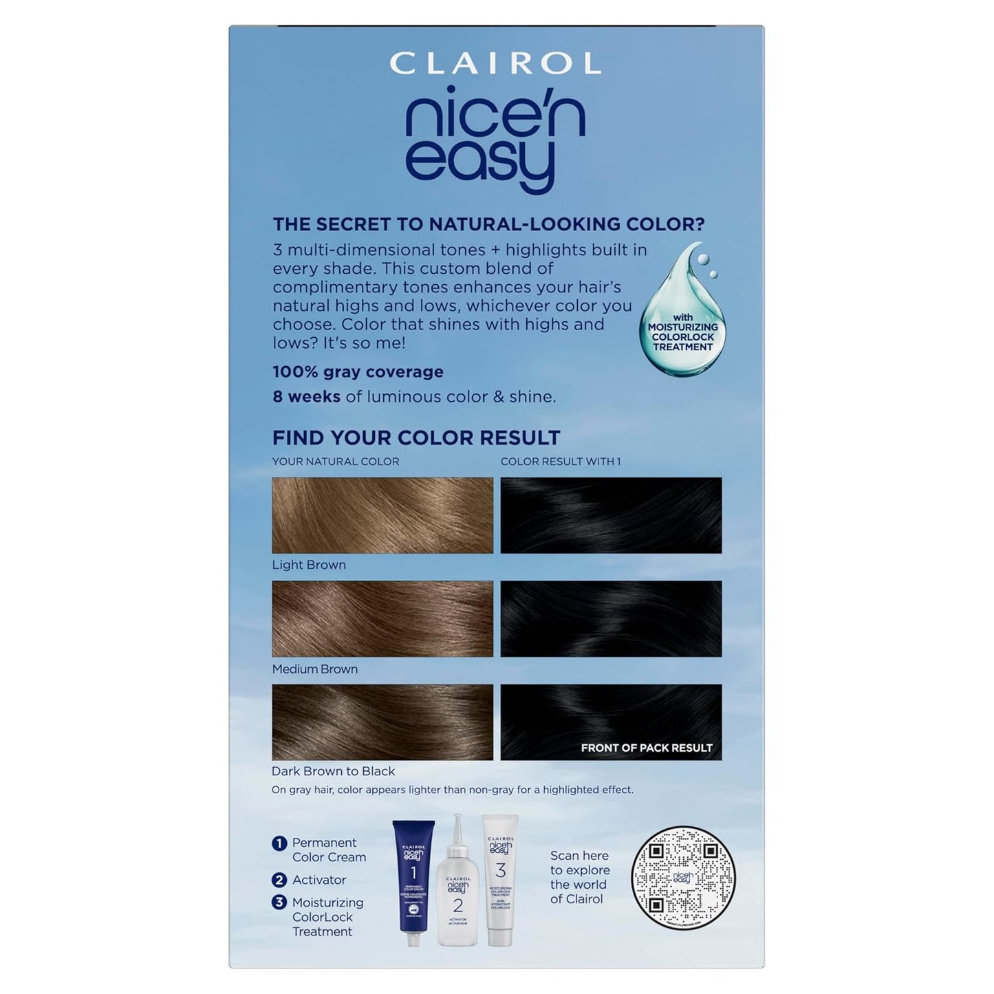 Clairol Nice'n Easy Permanent Hair Dye - Blackest Black | 100% Gray Coverage & Long-Lasting Shine | Single Pack
