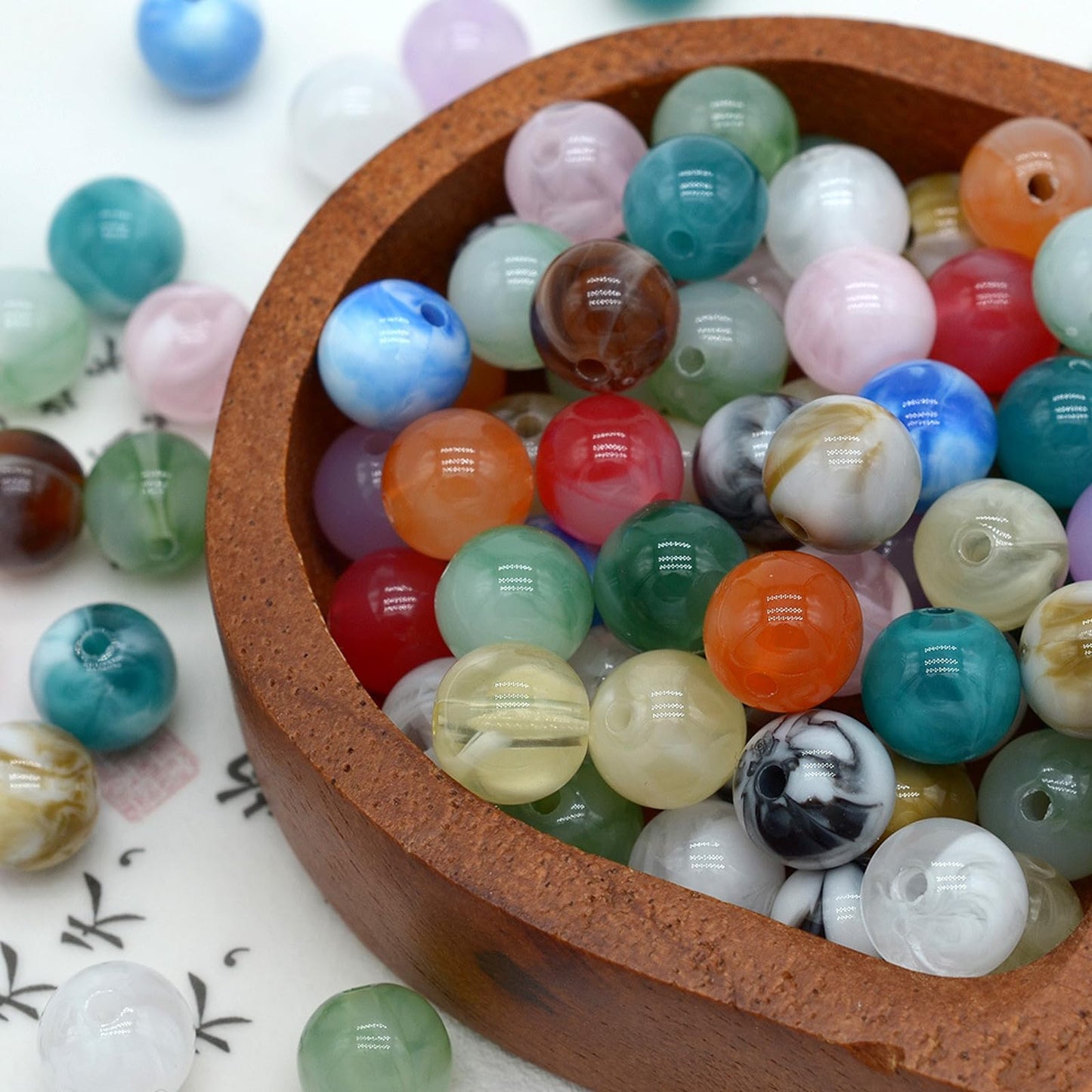 100-Piece 8mm Retro Synthetic Agate Set - Bulk DIY Supplies for Jewelry Crafting