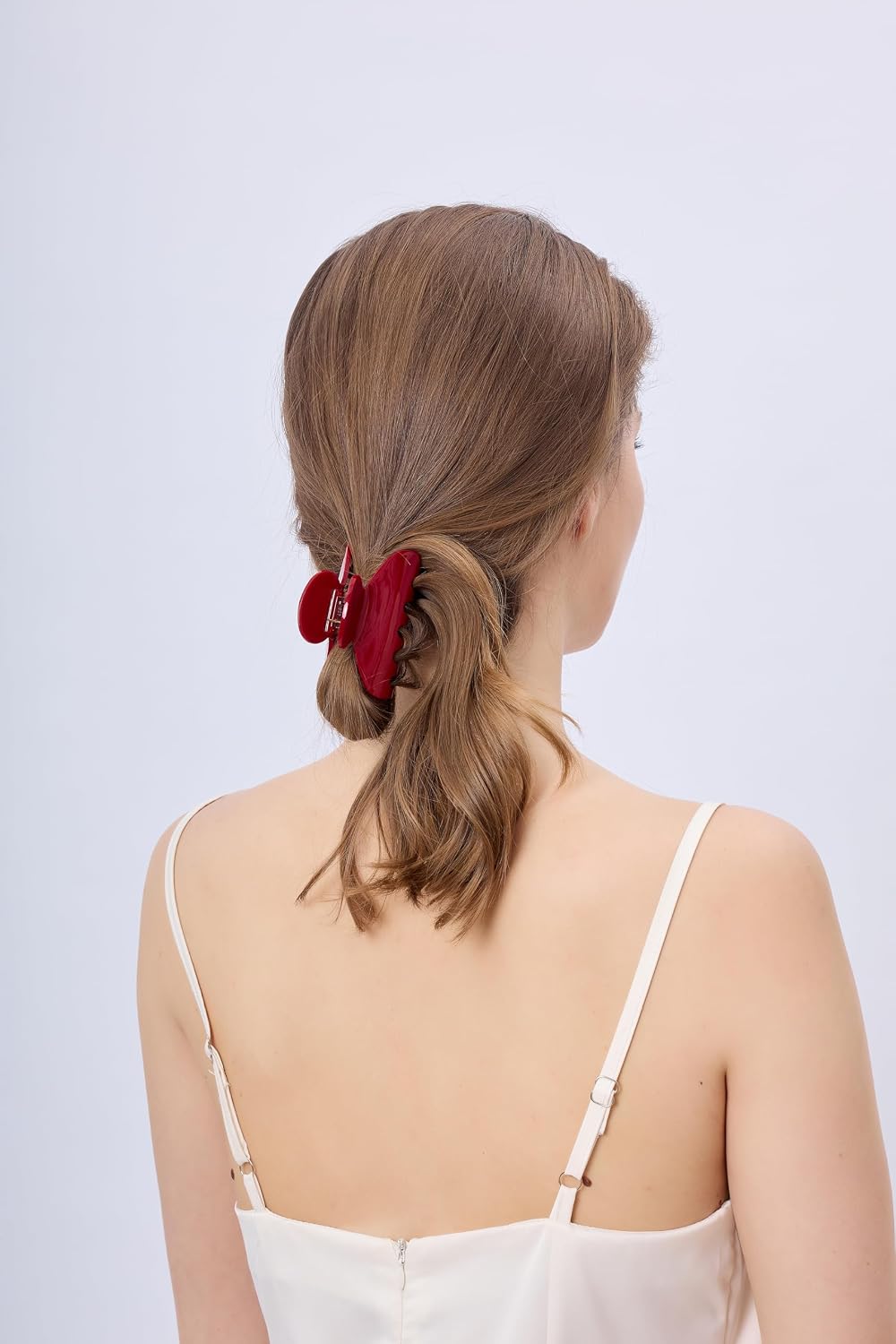 Cute Durable Acetate Hair Clips - 3-Inch Cherry Red Claw Clips for Fine & Medium Thick Hair