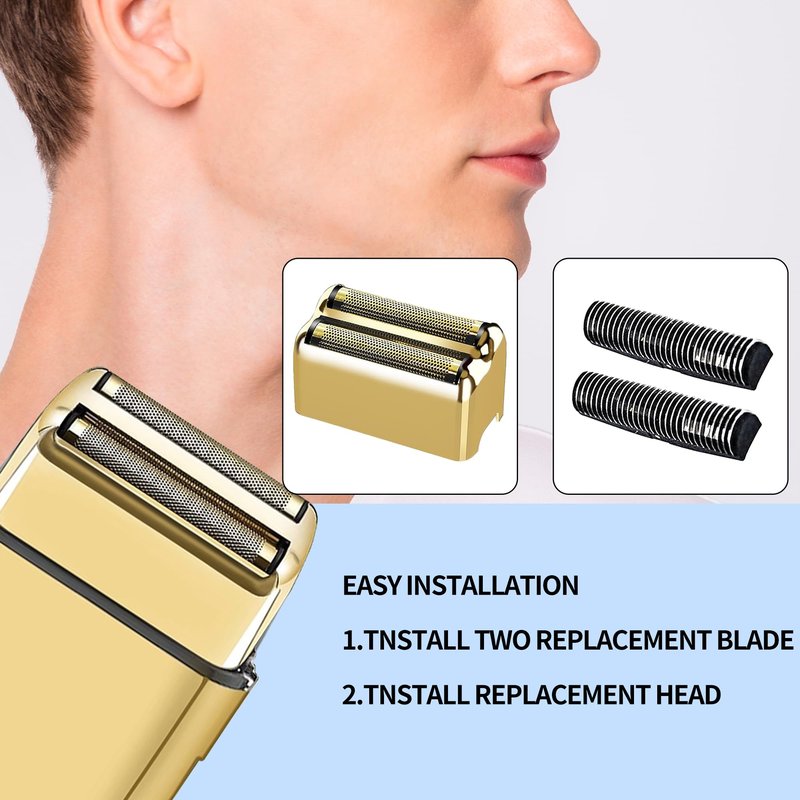 1 Pack Professional Replacement Foil and Cutters for BaBylissPRO Barberology Double Foil Shaver, Compatible with BaBylissPRO Barberology FXFS2 Shaver，Gold