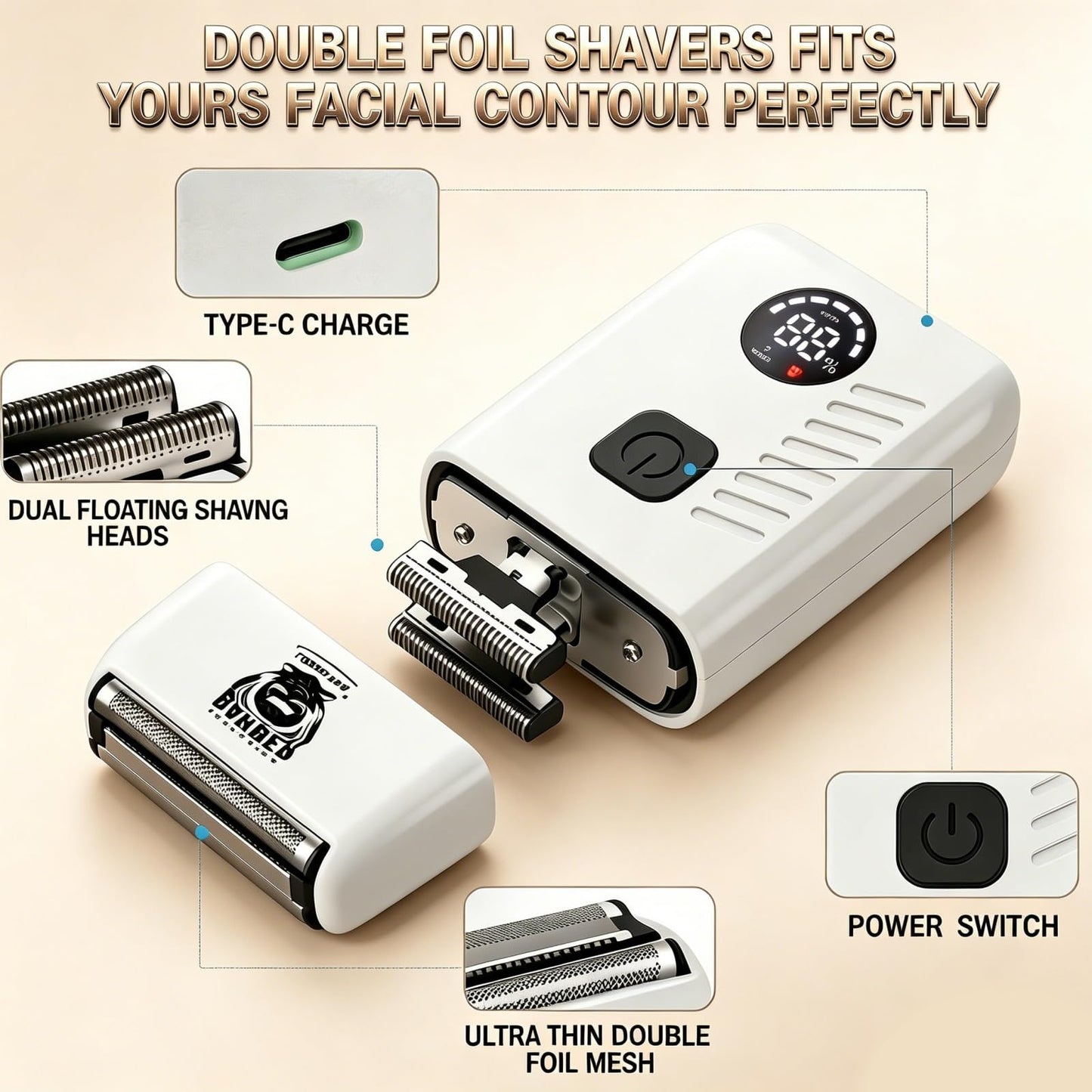 LARGNERSHAVER Hair Clippers for Men, Clippers and Trimmers Set, Barber Clippers, Electric Hair Trimmer with Box, Gifts for Men (White-3in1)